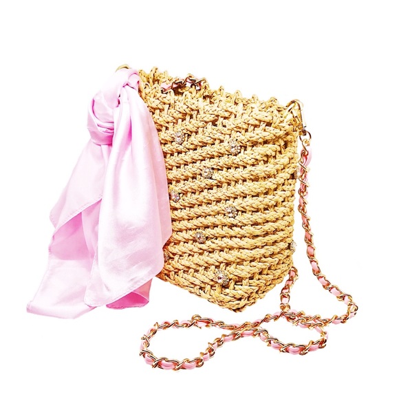 Vintage Handbags - Vintage Upcycled Wicker Basket Crossbody Bag Purse